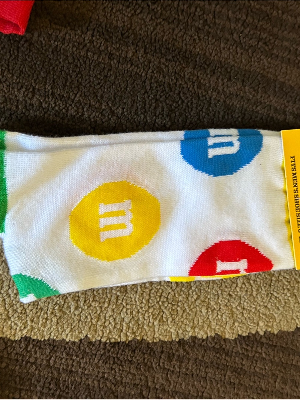 M&M'S White Crew Socks with Red, Yellow, Blue & Green Candy Dots